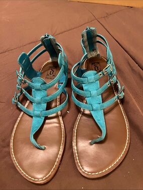 Decree Teal Strappy Gladiator Sandals for Women